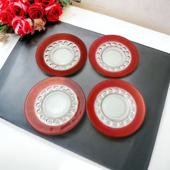 Vintage Tiffin Franciscan Kings Crown Ruby Thumbprint Glass Dessert/Salad Plates Set of 4