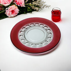 Vintage Tiffin Franciscan Kings Crown Ruby Thumbprint Glass Dessert/Salad Plates Set of 4