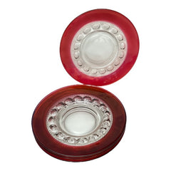 Vintage Tiffin Franciscan Kings Crown Ruby Thumbprint Glass Dessert/Salad Plates Set of 4