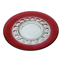 Vintage Tiffin Franciscan Kings Crown Ruby Thumbprint Glass Dessert/Salad Plates Set of 4