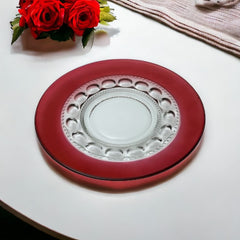 Vintage Tiffin Franciscan Kings Crown Ruby Thumbprint Glass Dessert/Salad Plates Set of 4