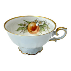 Vintage Tirchenreuth Bavaria Peach Porcelain Footed Tea Cup & Saucer Set 1960s