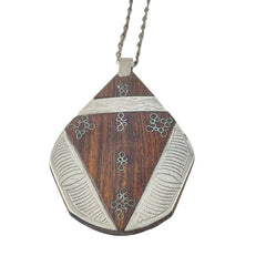 Vintage Touareg 'Ebony' Sterling Silver Inlaid Pendant Necklace