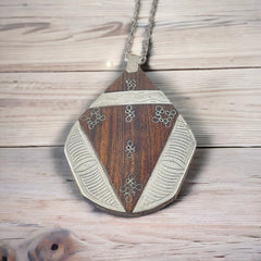 Vintage Touareg 'Ebony' Sterling Silver Inlaid Pendant Necklace