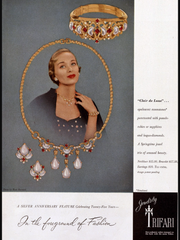 Advertisement Harpers Bazaar 1950 Trifari Clair de Lune collection