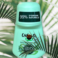 Ushuaïa Organic Aloe Vera Roll‑On Deodorant, French aluminum‑free formula in 50 ml bottle with green cap