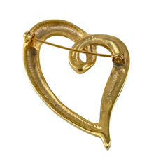 Vintage Clear Rhinestones Gold Tone Heart Brooch | Valentine's Day Love Jewelry | Romantic Gift