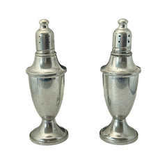 Vintage Web Pewter Salt and Pepper Shakers with Amber Glass Lining