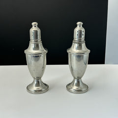 Vintage Web Pewter Salt and Pepper Shakers with Amber Glass Lining