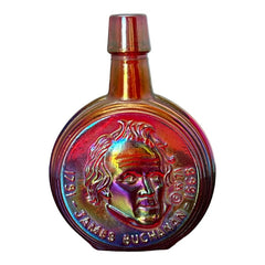 Vintage Wheaton Presidential Red Iridescent Carnival Glass Decanter | President James Buchanan Limited Edition Serie 1960s-70s | Collectible Glass Bottle