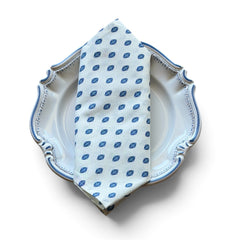Provence cotton napkins in white with blue floral pattern from the Le Cluny Lisa French Country Collection.