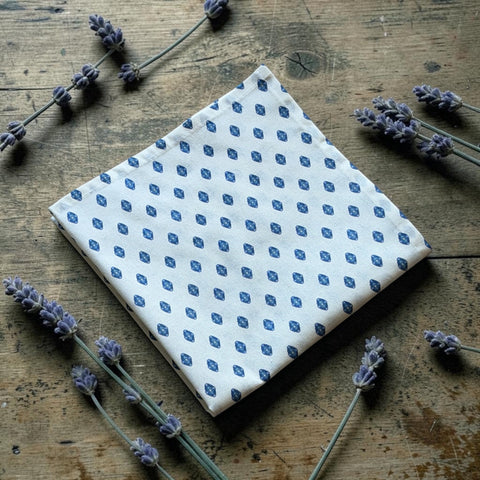 Provence cotton napkins in white with blue floral pattern from the Le Cluny Lisa French Country Collection.