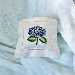 Embroidered Lavender Sachet Mini Pillow - Blue Hydrangea