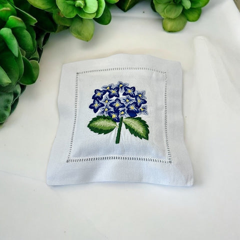 Embroidered Lavender Sachet Mini Pillow - Blue Hydrangea