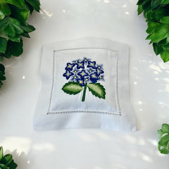 Embroidered Lavender Sachet Mini Pillow - Blue Hydrangea