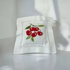 Embroidered Lavender Sachet Mini Pillow - Cherries