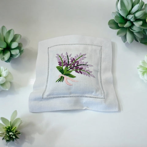 Embroidered Lavender Sachet Mini Pillow - Lavender