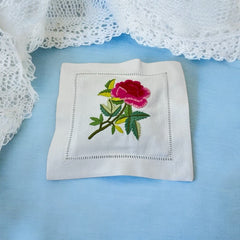 Embroidered Lavender Sachet Mini Pillow - Pink Rose