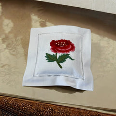 Embroidered Lavender Sachet Mini Pillow - Red Poppy