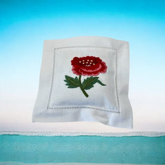 Embroidered Lavender Sachet Mini Pillow - Red Poppy