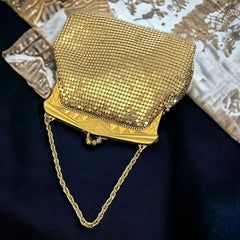 Vintage Whiting and Davis Art Deco Gold Mesh Evening Purse | Elegant 1930s/40s Accessories | Holiday Gift Idea