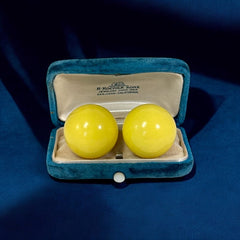 Vintage 1970s French Yellow Ball Plastic Clip-on Earrings | Retro Chic Accessory | Colorful Fashion Jewelry | Gift for Her