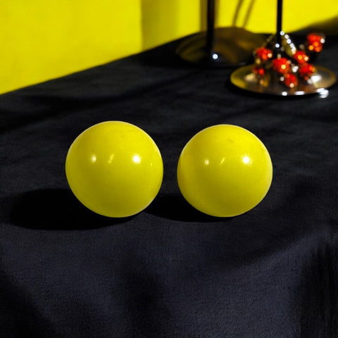 Vintage 1970s French Yellow Ball Plastic Clip-on Earrings | Retro Chic Accessory | Colorful Fashion Jewelry | Gift for Her