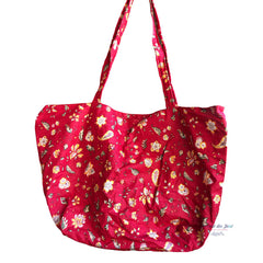 Provence Zippered Tote Bag - Red Flowers