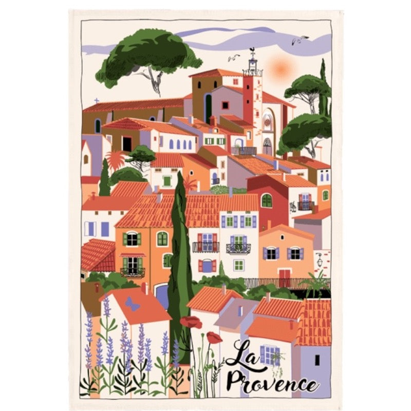 French Image Tea Towel - La Provence Village - Torchons et Bouchons