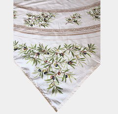 Provence Coated Square Tablecloth - Olive Baux - Natural