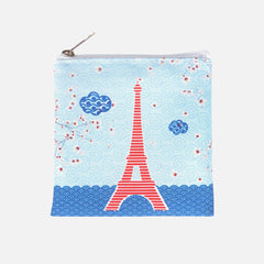 Zipper Pouch Paris - Flower &amp; Eiffel Tower - Small