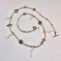 White coral, Silver & Freshwater Pearls Necklace - One-of-Kind