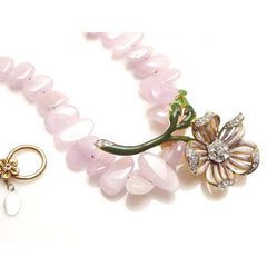 Vintage Nolan Miller Enamel & Crystal Flower Brooch & Kunzite Necklace