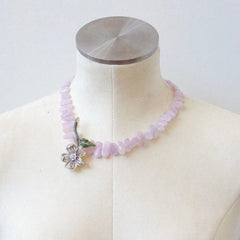 Vintage Nolan Miller Enamel & Crystal Flower Brooch & Kunzite Necklace