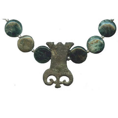 Antique Bronze Fibula & Apatite Necklace