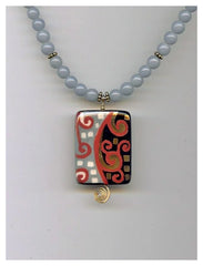 Ceramic Pendant & Angelite Necklace