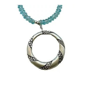 Vintage Silver Pendant & Faceted Apatite Necklace