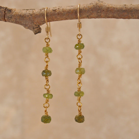 Green Garnet Dangle Earrings by Elisabeth Michel-Meyrueix