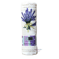 Provence Embroidered Lavender Bouquet Waffle Weave Towel