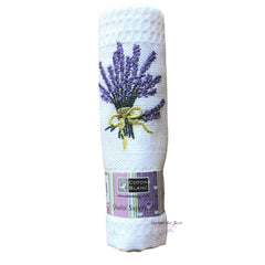 Provence Embroidered Lavender Bouquet Waffle Weave Towel