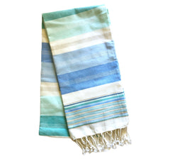 Fouta Towel/Throw - Large - Blue & Aqua Stripes