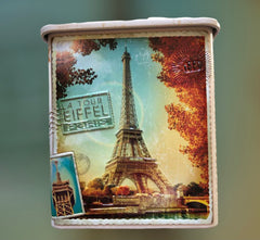 Decorative Square High Tin Box - Paris