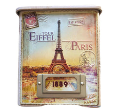 Decorative Square High Tin Box - Paris