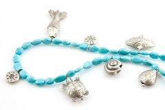 Sea Inspired Thai Fine Silver & Sleeping Beauty Turquoise Necklace