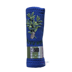 Provence Embroidered Olive Cicada Waffle Weave Towel