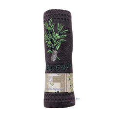 Provence Embroidered Olive Cicada Waffle Weave Towel