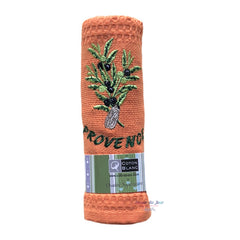 Provence Embroidered Olive Cicada Waffle Weave Towel