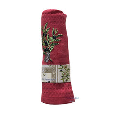 Provence Embroidered Olive Cicada Waffle Weave Towel