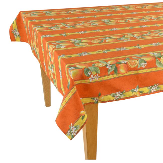 Provence Coated Rectangular Tablecloth - Lemon Orange