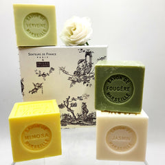 Marseille Soap Gift Box  - Toile de Jouy Gray - Senteurs de France